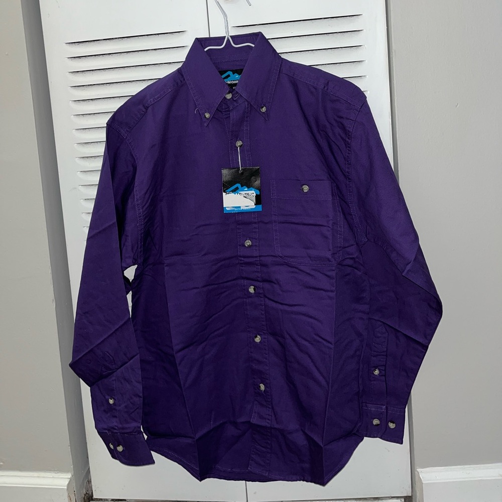 Tri Mountain Shirt Mens long sleeve button down Purple XS